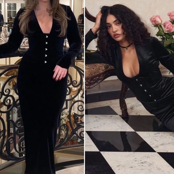 NEW! House of CB- Arabella Black Velvet Corset Maxi Dress Size XS Bodycon Sexy - Picture 2 of 11